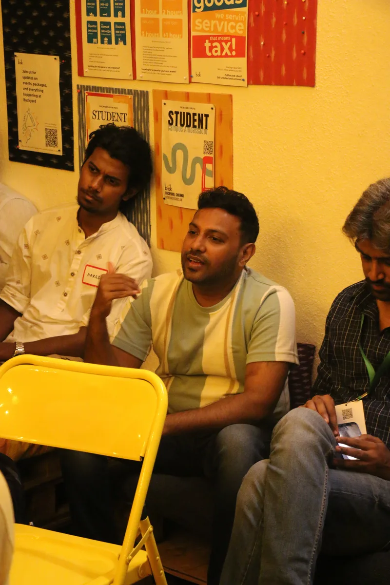 A speaker making a point at Circa, Chennai.