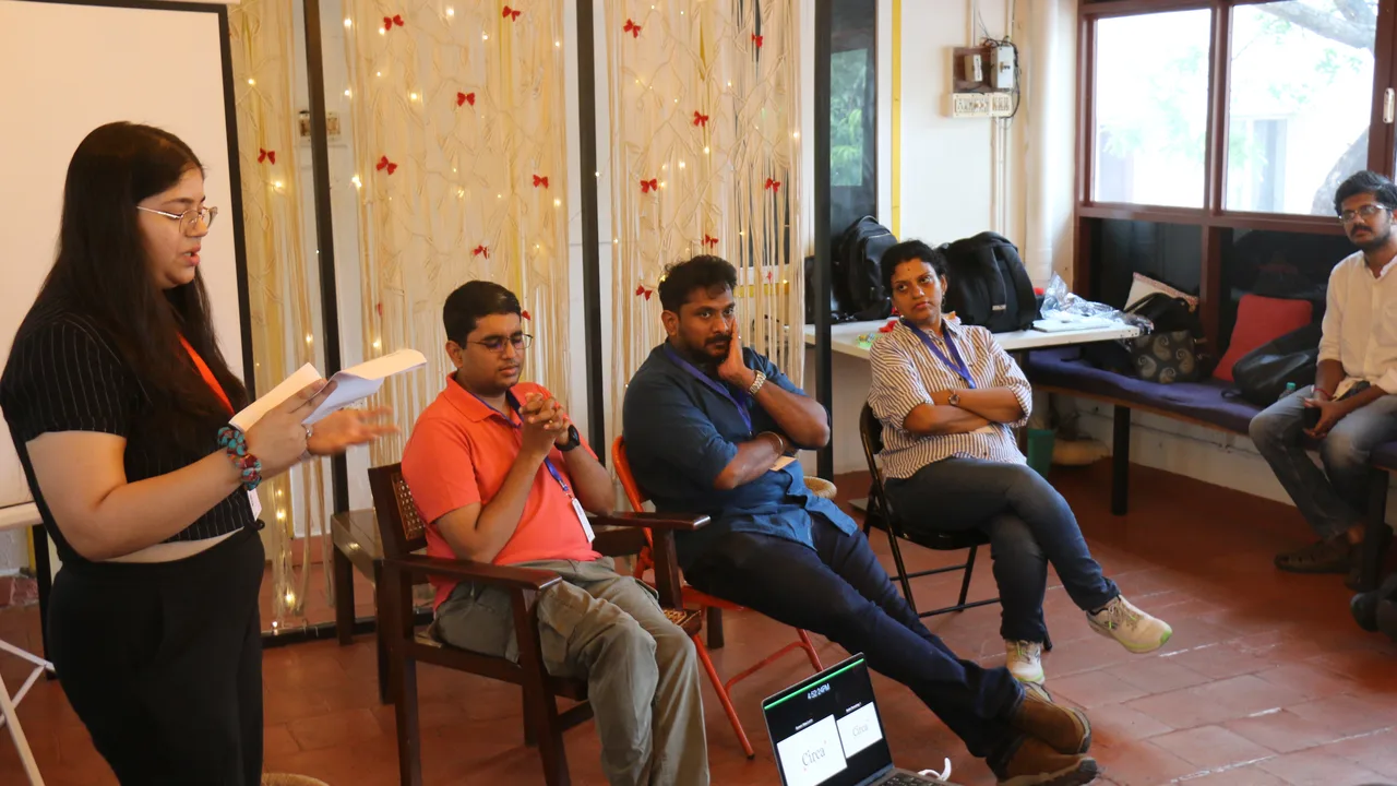 The panel seated as a question is read aloud from The Wire at Circa Vol. 01, Chennai.
