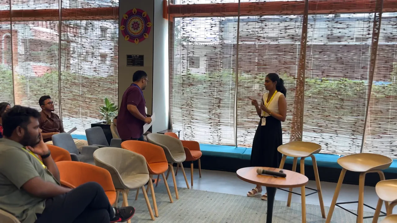 The host opening the floor at Circa Vol. 03, The Hive, OMR, Chennai.